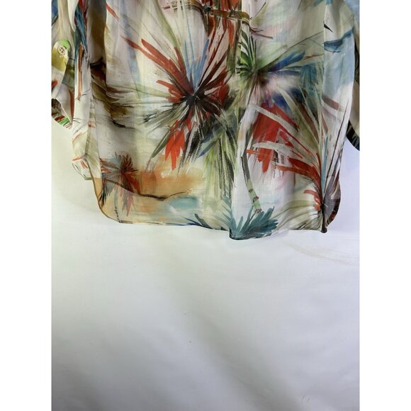Milly Tropical Parrot Print Cotton Silk Shirt - Picture 7 of 10
